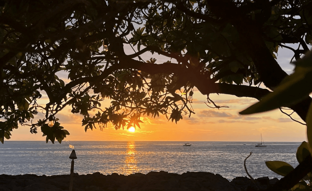 View of the Kona sunset from the island.